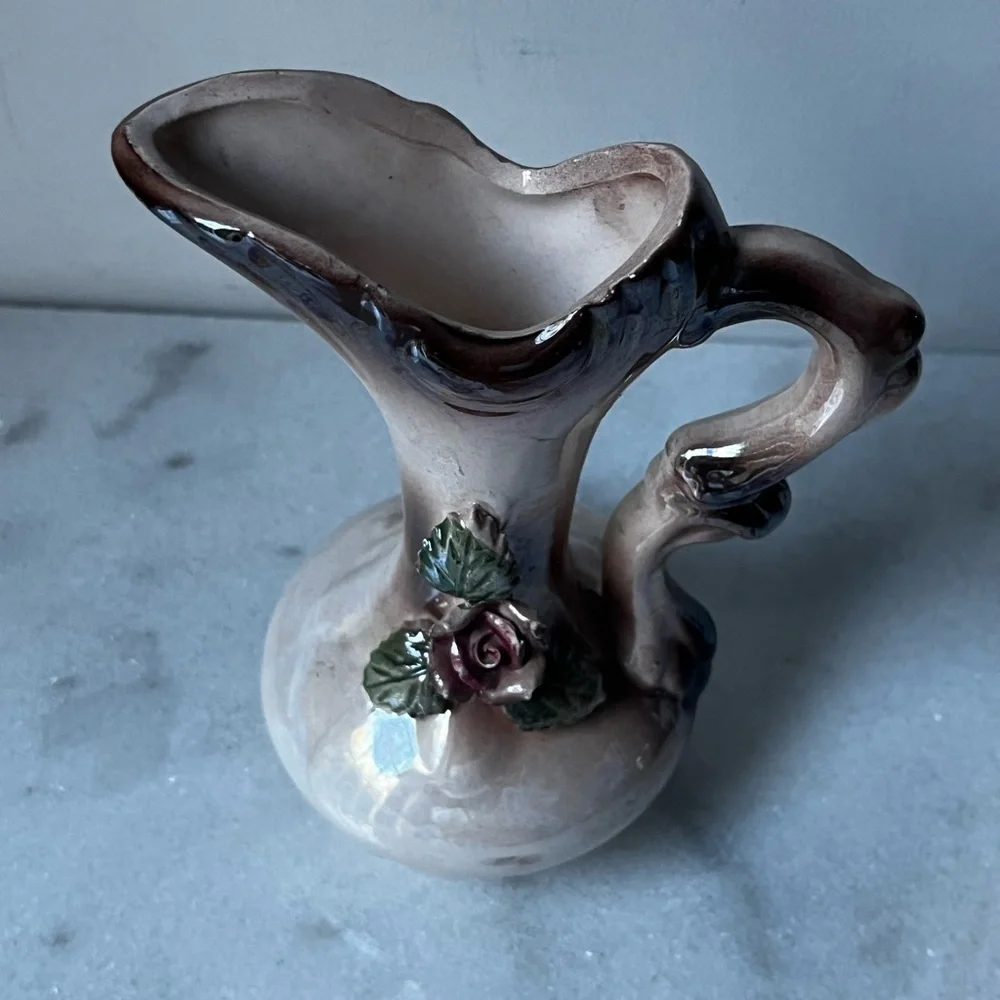 Vintage Ceramic Vase with Floral Design